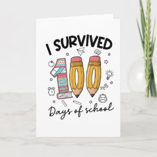 Tarjeta Sobreviví 100 días de escuela Lindo 100 días