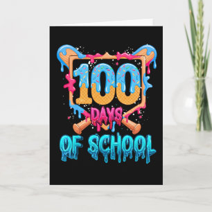 Tarjeta Sobreviví 100 Días de Tema de Béisbol Escolar