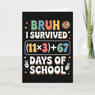 Tarjeta Sobreviví 100 Días Escuela Bruh Groovy Ecuación Ma