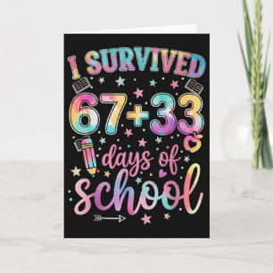 Tarjeta Sobreviví 67 + 33 Días De Escuela Divertido 6 7 Ma