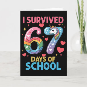 Tarjeta Sobreviví 67 Días De Colegio Unicornio Seis Siete
