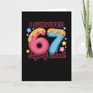 Tarjeta Sobreviví 67 Días De Escuela Diseño Lindo Para Niñ