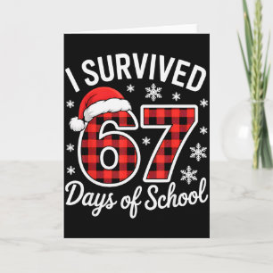 Tarjeta Sobreviví 67 Días De Escuela Divertida Navidad Xma