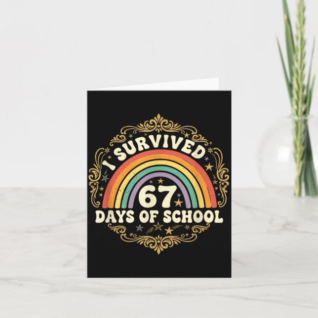 Tarjeta Sobreviví 67 Días De Escuela Divertido 67 Estudio  (Anverso)