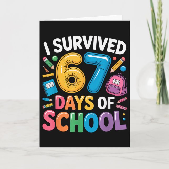 Tarjeta Sobreviví 67 Días De Escuela Divertido 67 Maestros (Anverso)