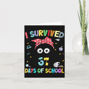 Tarjeta Sobreviví 67 Días De Escuela Gato Negro Divertido 