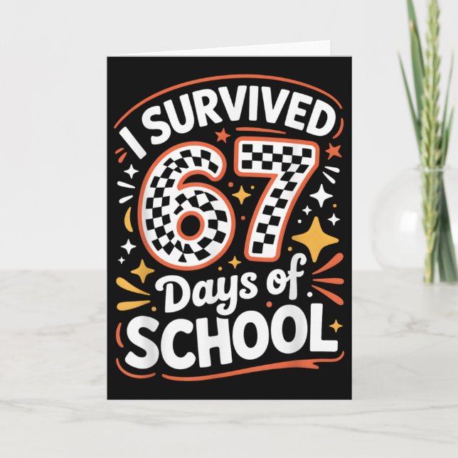 Tarjeta Sobreviví 67 Días De Escuela Maestros Divertidos & (Anverso)