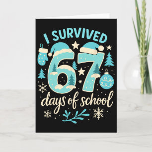 Tarjeta Sobreviví 67 Días De Escuela Navidad Divertida Ens