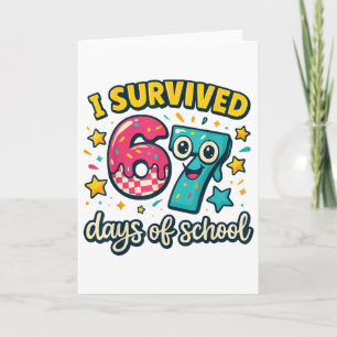 Tarjeta Sobreviví 67 Días De Escuela – Profesores Divertid