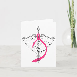 Tarjeta Sobreviviente Bow Arrow Warrior Hope Pink Ribbon B