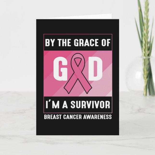 Tarjeta Sobreviviente de cáncer de mama por la gracia cris (Anverso)