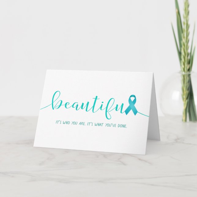 Tarjeta Sobreviviente de cáncer ovárico eres hermosa (Anverso)