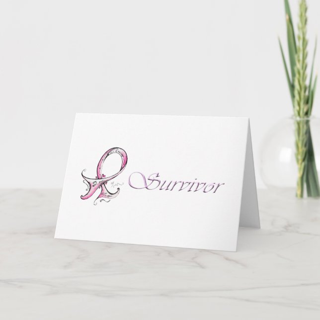 Tarjeta Sobreviviente de cinta rosa (Anverso)