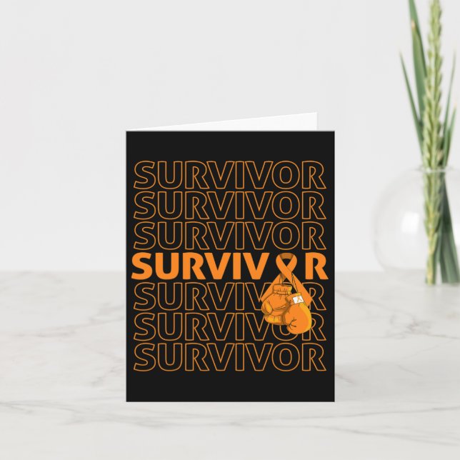 Tarjeta Sobreviviente de la leucemia Naranja Cinta Boxing  (Anverso)