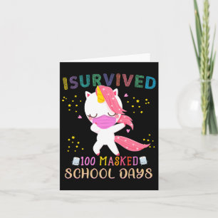 Tarjeta Sobrevivió a 100 días escolares enmascarados daban