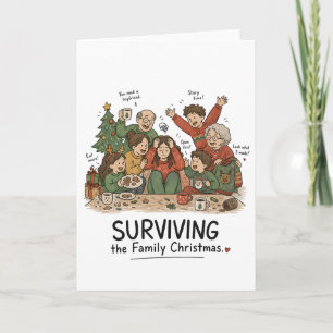 Tarjeta Sobrevivir a la Navidad familiar – Familia diverti