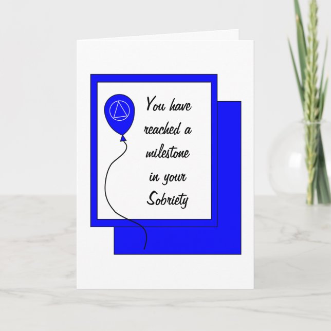 Tarjeta Sobriety Birthday Blue Balloon Felicitaciones (Anverso)