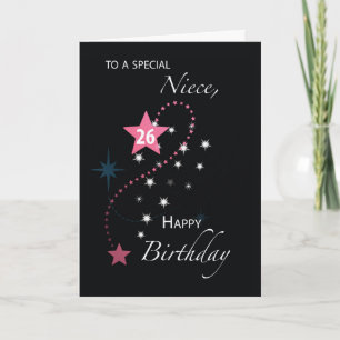 Tarjeta Sobrina cumpleaños 26 Estrella Inspiradora Rosa
