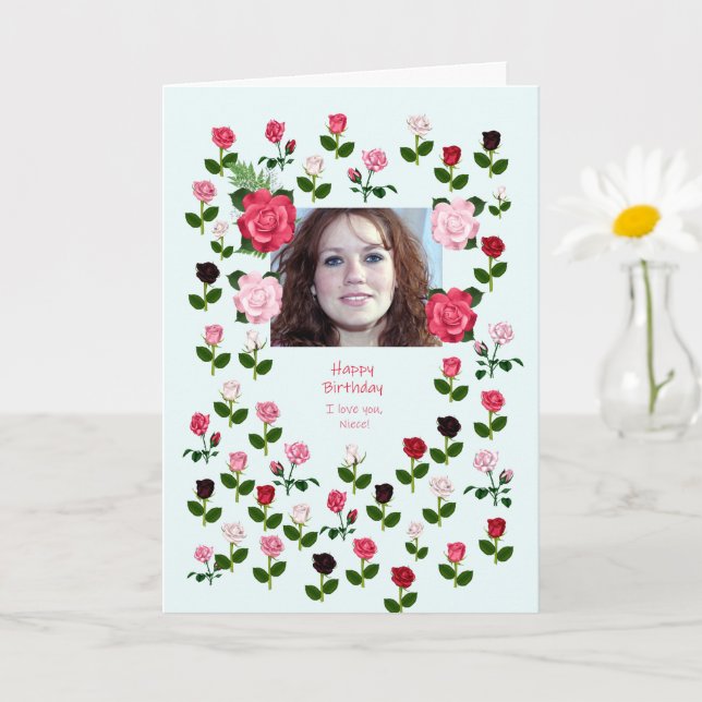 Tarjeta sobrina, cumpleaños, Rosas (Planta pequeña)