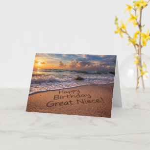 Tarjeta Sobrina nieta Feliz cumpleaños en la playa 
