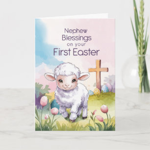 Tarjeta Sobrino Bebé su Primera Pascua Cordero Religioso C