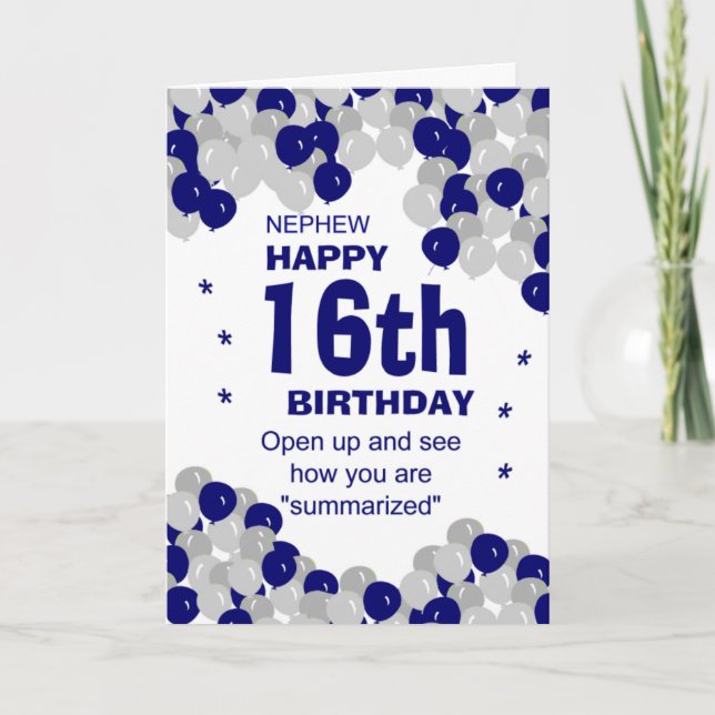 Tarjeta sobrino de cumpleaños resumido (Anverso)