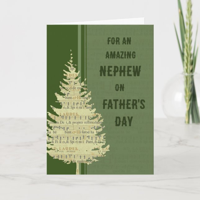 Tarjeta Sobrino del bosque verde feliz día del padre (Anverso)