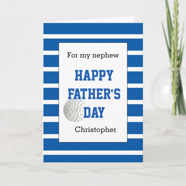 Tarjeta Sobrino del Día del Padre de Golf Azul Personaliza (Anverso)