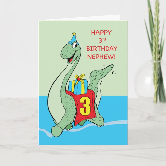 Tarjeta Sobrino, Dinosaurio de tercer cumpleaños (Anverso)
