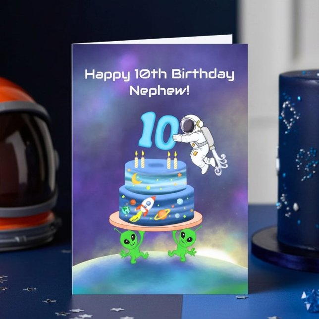 Tarjeta Sobrino Feliz cumpleaños número 10 Astronauta (Subido por el creador)