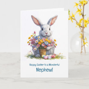 Tarjeta Sobrino Feliz Pascua con conejo lindo