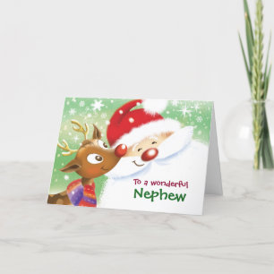 Tarjeta Sobrino, Navidades, reno y Santa