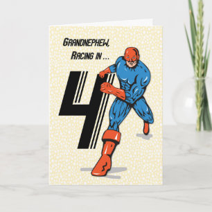 Tarjeta Sobrino nieto cumpleaños 4 superhéroe