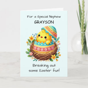 Tarjeta Sobrino Pollito de Pascua Rompiendo el Cascarón