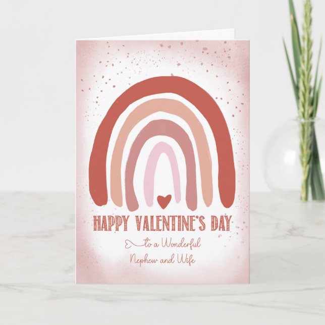 Tarjeta Sobrino y esposa Valentine pintan rosa suave (Anverso)