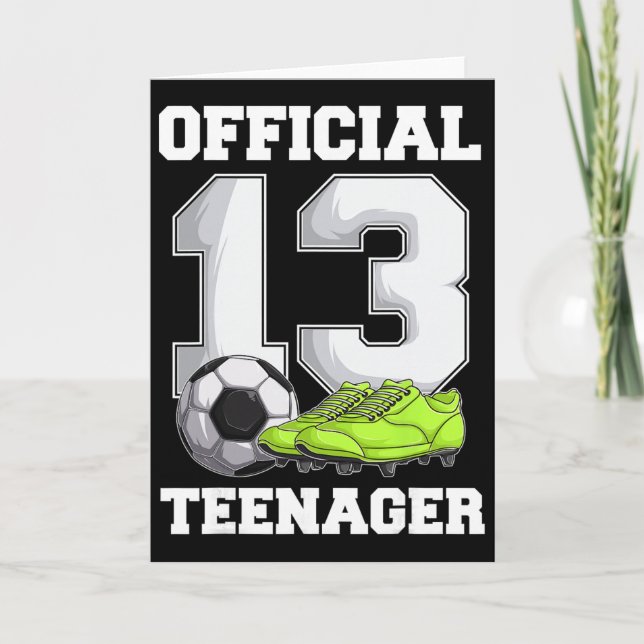 Tarjeta Soccer 13 Year Old Birthday Boy Shirt, Official Te (Anverso)
