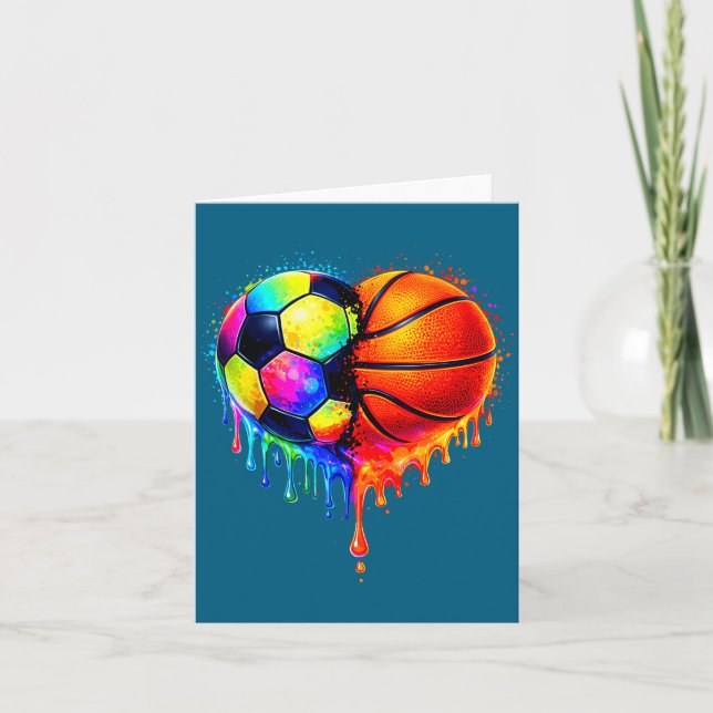Tarjeta Soccer Basketball Drip Heart Srts Valentines Day M (Anverso)