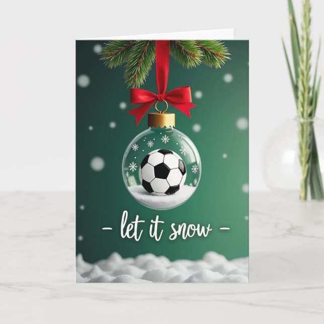 Tarjeta Soccer Christmas Snow Globe (Anverso)