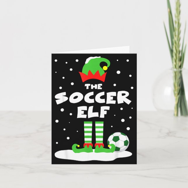 Tarjeta Soccer Elf Matching Group Family Holiday Christmas (Anverso)