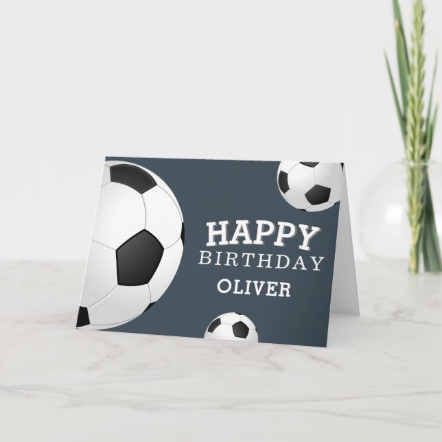 Tarjeta Soccer Football Balls Sports Happy Birthday Kids (Anverso)