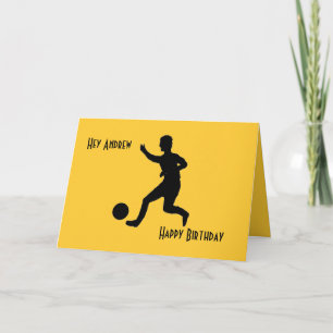 Tarjeta Soccer or football Birthday add name front.