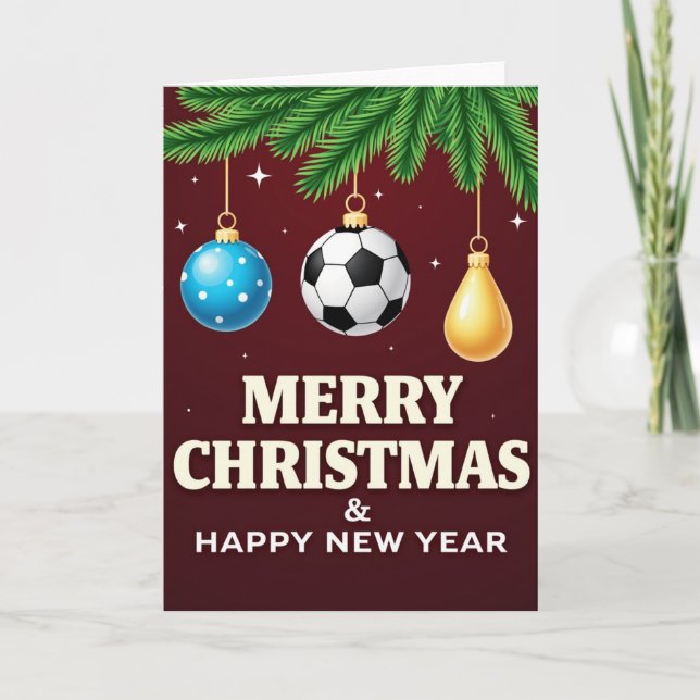 Tarjeta Soccer Ornament Christmas Card (Anverso)