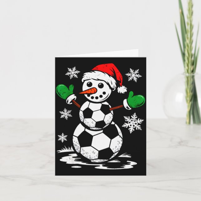 Tarjeta Soccer Santa Hat Snowman Xmas Funny Soccer Lover C (Anverso)