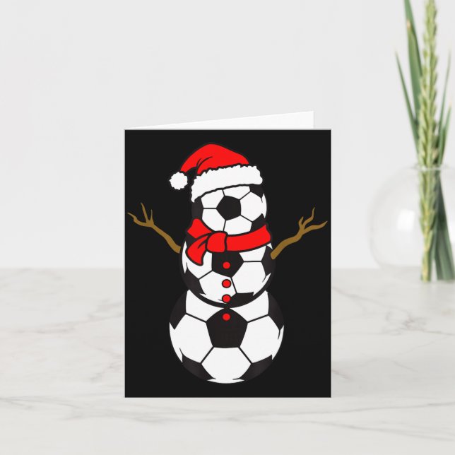 Tarjeta Soccer Santa Hat Snowman Xmas Funny Soccer Lover C (Anverso)