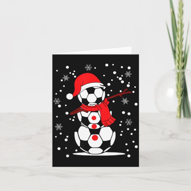 Tarjeta Soccer Santa Hat Snowman Xmas Funny Soccer Lover C (Anverso)