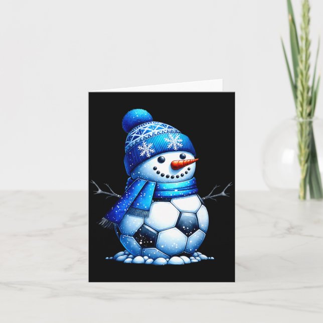 Tarjeta Soccer Santa Hat Snowman Xmas Funny Soccer Lover C (Anverso)