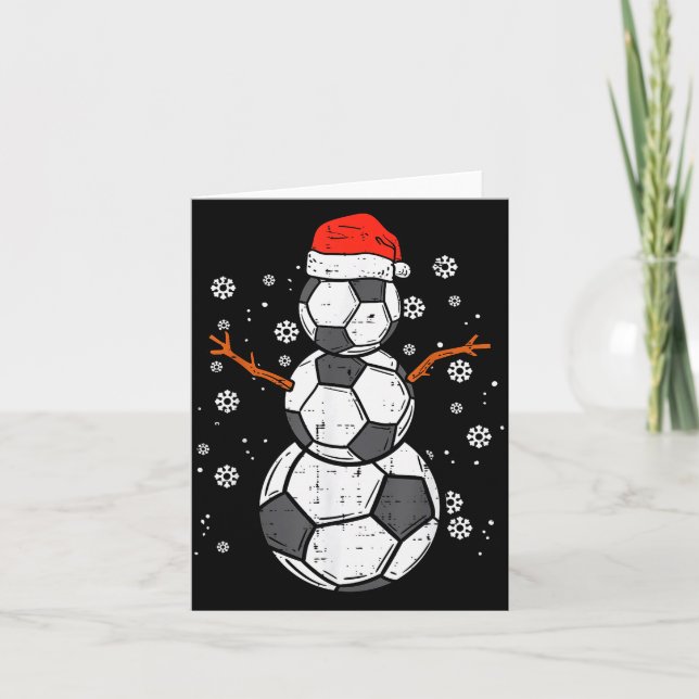 Tarjeta Soccer Snowman Xmas Christmas Srts Boys Girls  (Anverso)