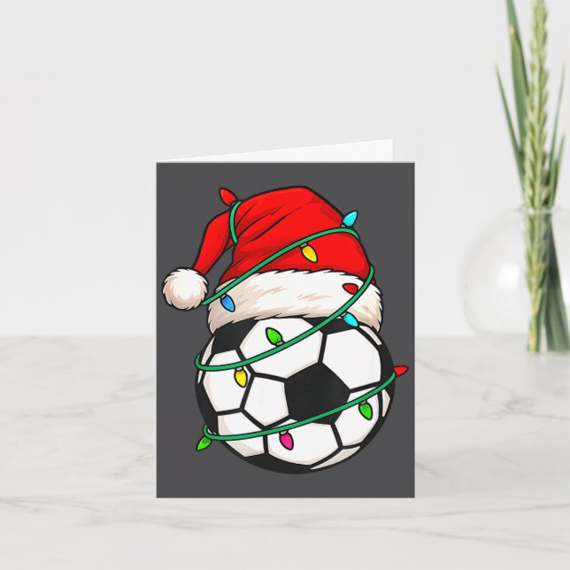 Tarjeta Soccer With Santa Hat Funny Christmas Xmas Gift  (Anverso)