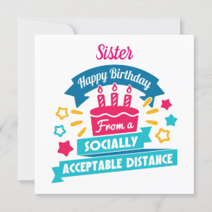 Tarjeta Socialmente Aceptable Distancia Cumpleaños Sis