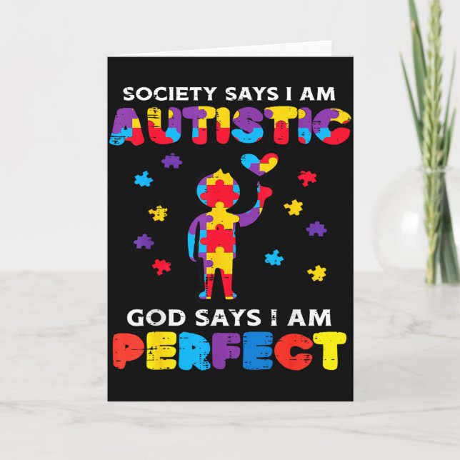 Tarjeta Society Says Autistic God Perfect Autism Awareness (Anverso)